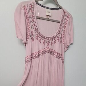 Knox Rose Pink Embroidered Boho Midi Dress Size M